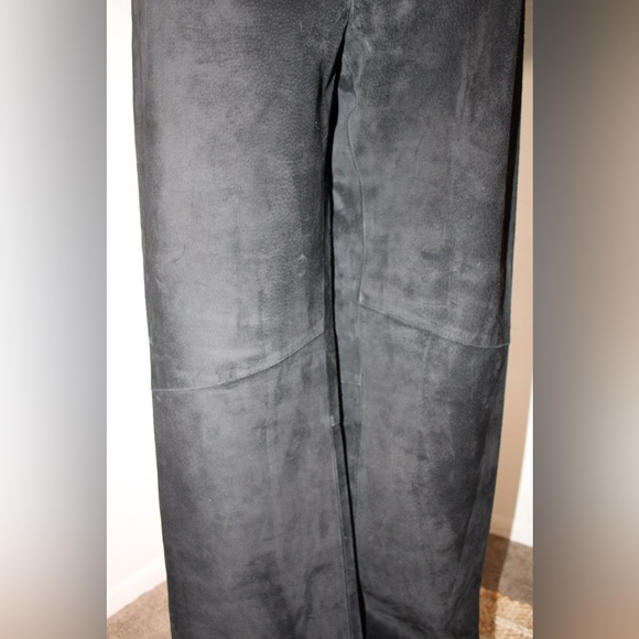 Vintage B.S.L Industry France Black 100% Suede Leather Pants with Leather Trim - Picture 5 of 14